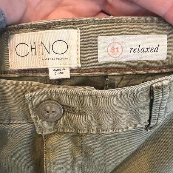 Chino by Anthropologie Women’s Chino Pant Relaxed Fit Green Side Stripe Size 31 - Picture 7 of 8